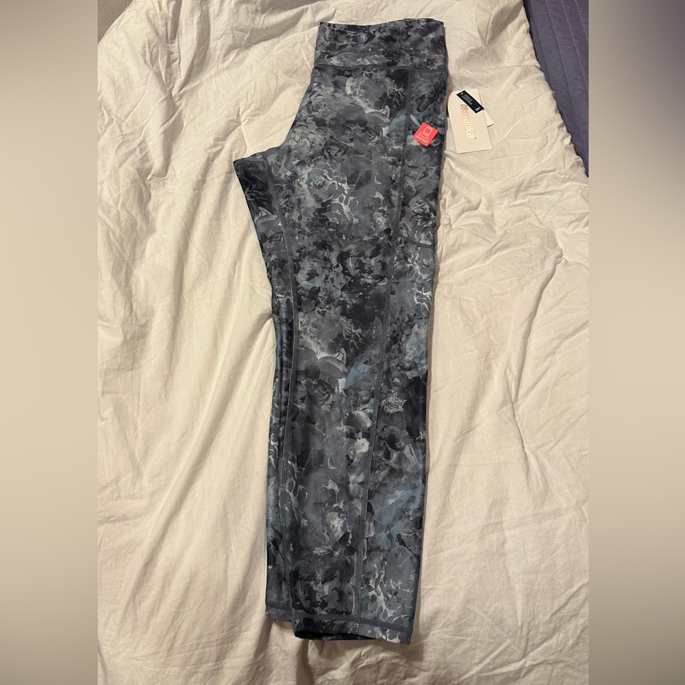 Marika Gray and Black Floral Patterned Leggings